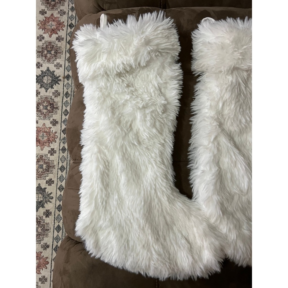Cupcakes & Cashmere Christmas Stockings Set of 2 White Fuzzy - Picture 2 of 4